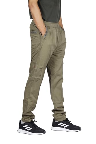 Image of KARTAVYA Cotton Cargo Track Pant for Men, Men's Regular Fit Track Pants Lower with Multi-Pockets & Side Pockets, Regular Fit for Men Track, Pajama for Men