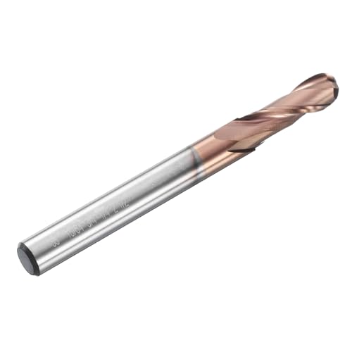 Image of HARFINGTON Ball Nose End Mill 2 Flute 15 /64 inch Diameter 1 /4 inch Shank Tungsten Carbide Uncoated Spiral CNC Router Bits 3 /4 inch Cutting Length Single End Ball for Carving Engraving Grinding