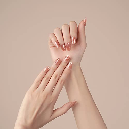 Danni & Toni Semi Cured Gel Nail Strips Glitters (Self-Love) Thin Version Brown Gel Nail Stickers 16 Stickers #TOP2