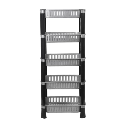 Image of KITCHIVO Multipurpose Storage Organizer Slim Rack Shelf with Wheels for Living Room, Office, Bedroom, Bathroom, Kids Room, Kitchen Trolley (Grey, 5 Layer)