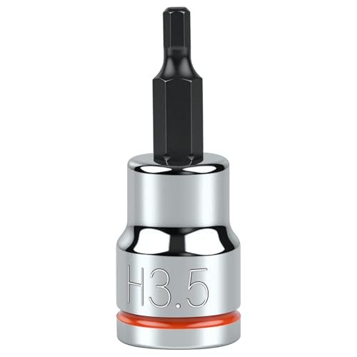 Image of 3 /8 Inch Drive Hex Bit Socket, H3.5 Full Polished, Premium CR-V & S2 Alloy Steel Head Made for Auto /Mechanical