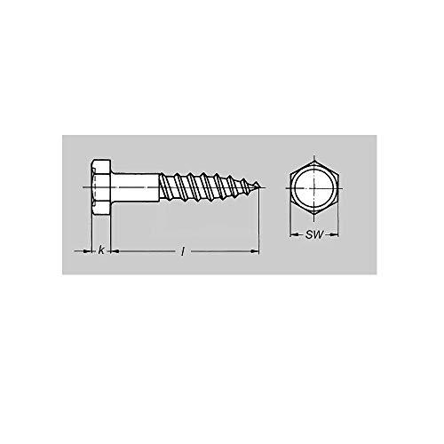 Schlüsselschrauben DIN 571 Schlüssel Schraube 8 x 100 mm 50x Sechskant Holzschrauben Sechskantschraube Dübel Holz… – Bild 5