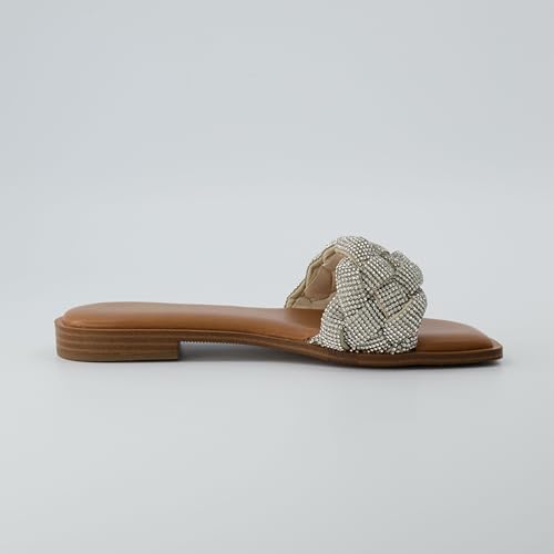 CUSHIONAIRE Women's Verse woven rhinestone slide sandal +Memory Foam, Wide Widths Available4