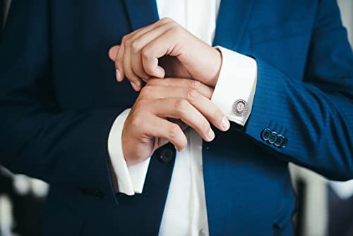 Vittorio Vico Bling Initial Cufflinks & Tie Tack Set (Y - Silver) #TOP4