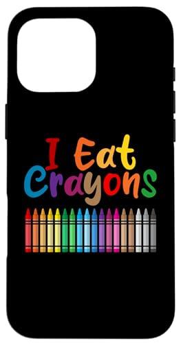I Eat Crayons 面白いクレヨングラフィックデザイン 面白いアーティスト向け スマホケース iPhone 16 Pro Max 用