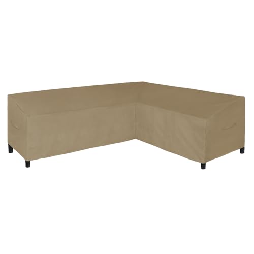 Image of Easy-Going Patio L-Shaped Sectional Sofa Cover, 110 inchX85 inch Waterproof Heavy Duty Outdoor Garden Furniture Cover (Right Facing, Camel)