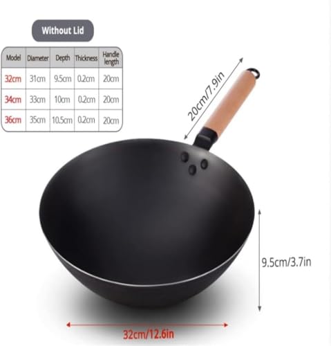 Wok profesional de acero-carbono, antiadherente y sin recubrimiento miniatura 4