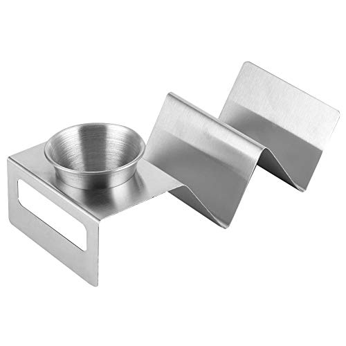 Stainless Steel Taco Holder Stand, Taco Holder with Sauce Cup for 2 Tacos Taco Stand Taco Tray Holder Taco Shell Holder Oven, Grill and Dishwasher Safe