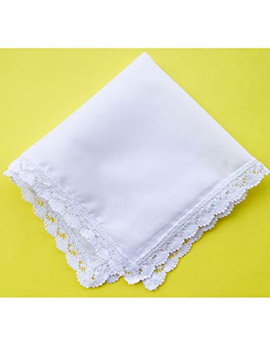 COCOUSM New Ladies White Cotton Handkerchiefs Crochet Lace Hanky -30cm3