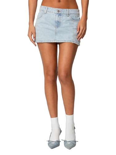 Owl's-Yard Womens Jean Mini Skirt Low Waisted Slim Solid Color with Pocket Denim Skirt Summer Trendy Y2k Streetwear for Women