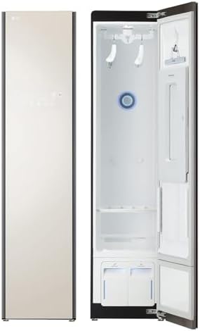 （21:00時点） LG Styler S3BNF 衣類ケア 花粉 ウイルス ダニ ニオイ除去 スチーム衣類ケア しわ伸ばし ミストベージュ色 スーツ コート ウール ニット シルク 機能素材をケアー しわ取り 毛布除菌 ズボンプレッサー 3着