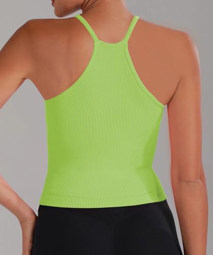 Image of Sunzel Ribbed Crop Tank Top for Women Seamless Racerback Camisole | Buttery Soft Nylon Spandex, Opaque No See Through, Stays in Place, Unpadded, Slim Fit, No Shrink, Yoga Workout Gym Casual