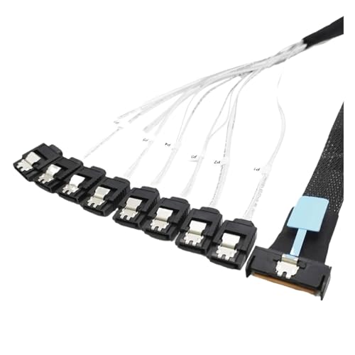 Cable conversor PCIe5.0 SFF8654 8i a 8 SATA 0.5 m miniatura 2