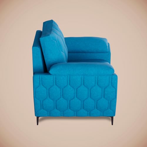 Image of Centuary Sleepables Modena Premium Sofa|Classy Quilted Suede Fabric Upholstery|Fiber-Filled Back Cushion|Wide Plush Fibrefilled Armrests|Ergonomic Lumbar Support |Oasis Blue|3 Years Warranty