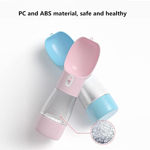 Image of Portable Dog Water Bottle with Food Container Dishwasher Safe-Pink | 3 IN1 Drinking Bottle for Pet Puppy Outdoor Walking Hiking Travel | Leak Proof Dog Water dispenser with Bowl BPA Free