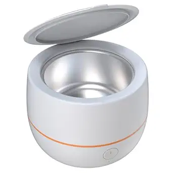 ARGOMAX Ultrasonic Retainer Cleaner for Dentures: 24W 200ml Portable Ultrasonic Cleaner Machine for All Dental Aligner, Braces, Mouth Guards, Toothbrush Head, Shaver Head, Jewelry - White+Orange.
