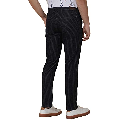 Image of Blackberrys Men Navy Vertical-Stripes Trousers