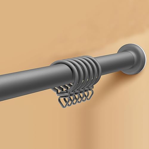 Barra de cortina de metal ajustable, barra de tensión extensible para cortinas de baño y ducha, 27-193 pulgadas, 1.3 pulgadas de diámetro, color gris, perfecta para divisores y separadores de espacio
