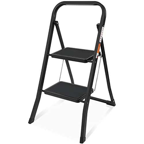 2 Step Ladder, SPIEEK Folding Step Stool with Wide Anti-Slip Pedal, 330lbs Capacity Portable...