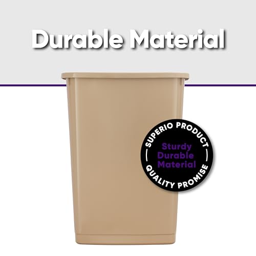 Image of Superio Large Kitchen Trash Can 13 Gallon, 52 Qt Waste Bin for Kitchen, Garage, Indoor and Outdoor Trash Can (6, Beige)