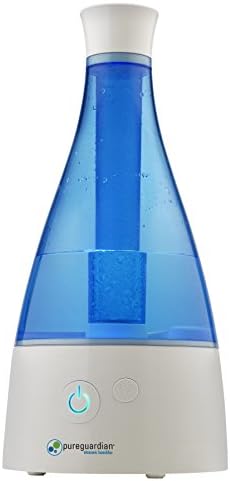 Guardian Technologies Pure Guardian H940 Ultrasonic Cool Mist Humidifier, 30 Hrs. Run Time, 0.5 Gal. Tank Capacity, 350 Sq. Ft. Coverage, Small Rooms, Quiet, Filter Free, Silver Clean Treated Tank