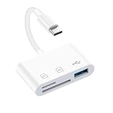 SD Card Reader for iPhone 16 15, MBODMI 3 in 1 SD/Micro SD Memory Card for iPhone/Mac, Digital Camera Adapter to iPhone with USB A Port for Laptop and More Android USB-C Devices,No App Required