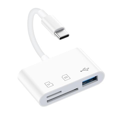 SD Card Reader for iPhone 17 16 15, MBODMI 3 in 1 SD/Micro SD Memory Card for iPhone/Mac, Digital Camera Adapter to iPhone with USB A Port for Laptop and More Android USB-C Devices,No App Required