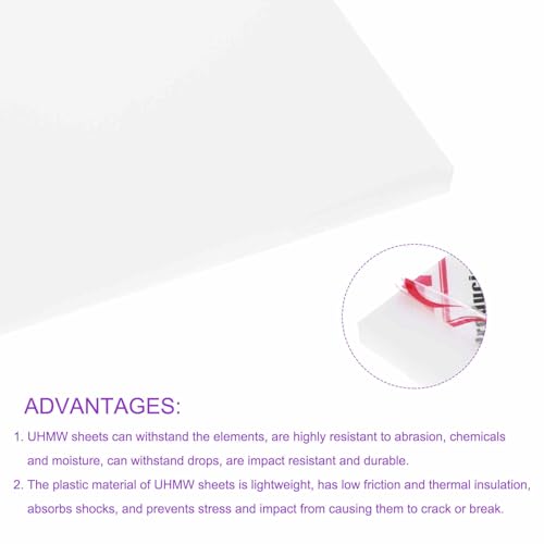 Image of DMiotech 2 Pack 6 x 12 x 0.15 Inch Plastic UHMW Sheets, Ultra High Molecular Weight Polyethylene, Opaque White Polyethylene Board for Automotive, Chemical, Manufacturing, DIY Home Kitchen