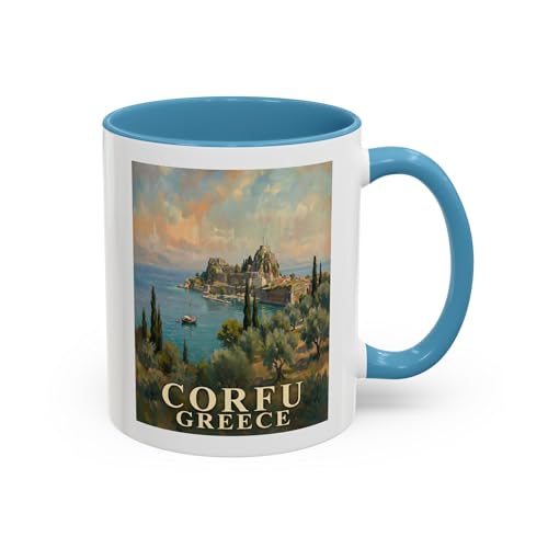 Tazón de cerámica con diseño Corfu Grecia 11oz miniatura 1