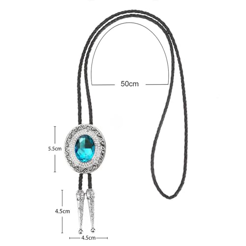 Image of Western Bolo Tie Cowboy Bolo Ties Rhinestone Necklace Bola Tie for Men Women