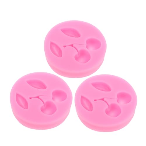 LEDMOMO 3個チェリーシリコンフォンダントモールド リアルな果実形状で柔軟な耐熱シリコン製 ケーキトッピング チョコレート キャンディ 粘