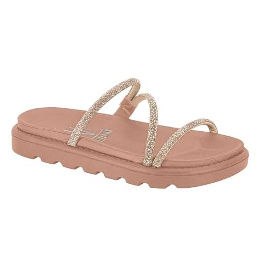 Sandalia Papete Feminina Vizzano Com Strass (36, Nude/Ouro Rosado)