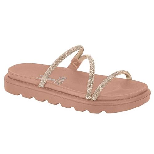 Sandália Vizzano Birken Com Strass Flats (38, Ouro Rosado)
