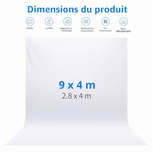 Fond de studio photo 2,8x4m en polyester dense pour un arrière-plan lisse