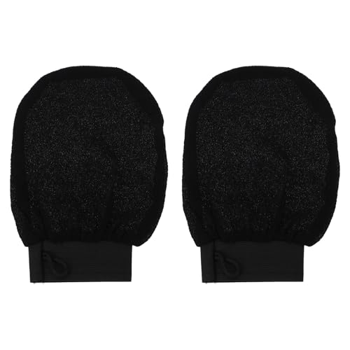 DECHOUS Guantes Exfoliantes para Ducha Negros de Fibra de Viscosa un Par de Guantes de Baño para Exfoliar el Cuerpo y Masaje Corporal Limpieza Profunda y Uso Cómodo para Hombre y Mujer