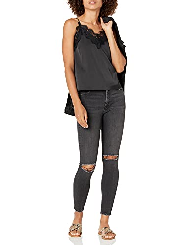 The Drop Women's Natalie V-Neck Lace Trimmed Camisole Tank Top Shirt, -Black, XXL - Thumbnail 4