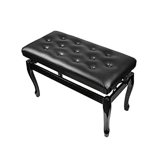Banquette Piano Banc,Tabouret Piano Banc de piano en cuir véritable avec pieds élégants en fer à cheval, capacité de charge jusqu’à 180 kg, 76 x 36 x 48-58 cm, hauteur réglable, convient pour 2 perso - Les Beatles, Paul McCartney, John Lennon, RIngo Starr, George Harrison