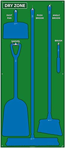 Image of NMC SB135FG 5S Dry Zone Janitorial Shadow Board, 68 inchx30 inch, Green /Blue, Pro Series Acrylic Sign (Tools Sold Separately)
