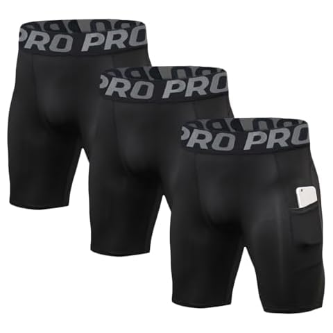 LANBAOSI Men's Compression Shorts with Phone Pocket Cover