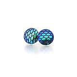 Mermaid Scale Stud Earrings on Plastic Posts, 12mm Teal Blue Color Change