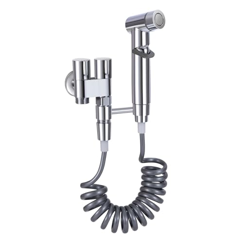 Kit de Rociador de Bidé De Acero Inoxidable Pulverizador para Bidé de Mano Duchas Higienicas para Wc Con 1 en 2 Válvula De Control Dual,Soporte,Manguera para la Higiene Personal Diaria