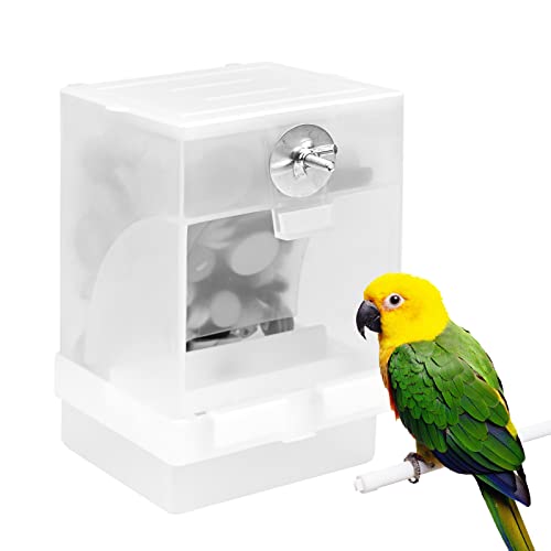 Comedero Automático para Pájaros, Comedero para Mascotas, Accesorio para Jaulas Recipiente Transparente Doble Compartimento para Comedero Pajaros para Periquitos Pequeños Medianos Cockatiel Canario(B)