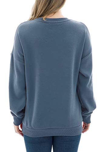 Smallshow Women's Fleece Maternity Nursing Sweatshirt Breastfeeding Tops X-Large Dusty Blue - Thumbnail 4
