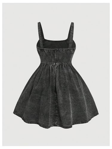 SOLY HUX Women's Plus Size Scoop Neck Denim Dress Sleeveless A Line Flowy Mini Jean Dresses2