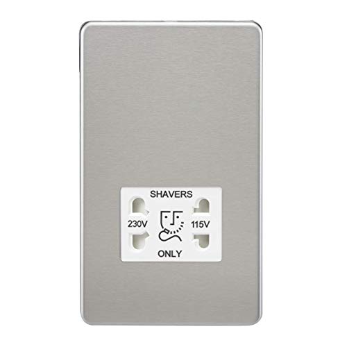 Knightsbridge Prise rasoir double tension sans vis en chrome brossé avec insert blanc