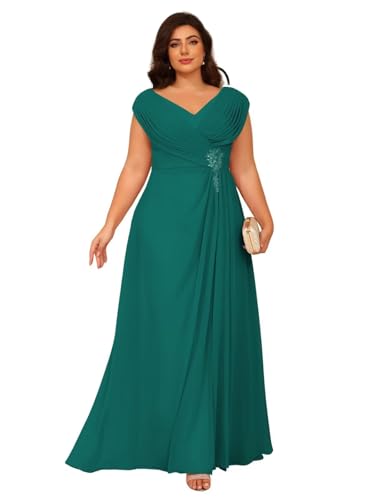 Image of Clothfun Simple V Neck Mother of The Bride Dresses Lace Appliques Chiffon Sleeveless Mother of The Groom Dress CYN014