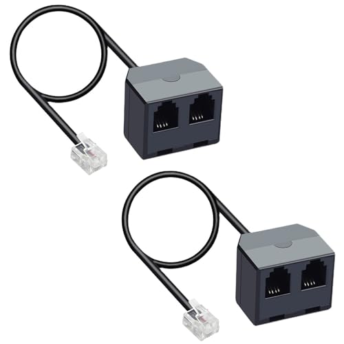 Divisor de línea telefónica RJ11 de 1 a 2 conectores 6P4C con cable de 4.8 pulgadas