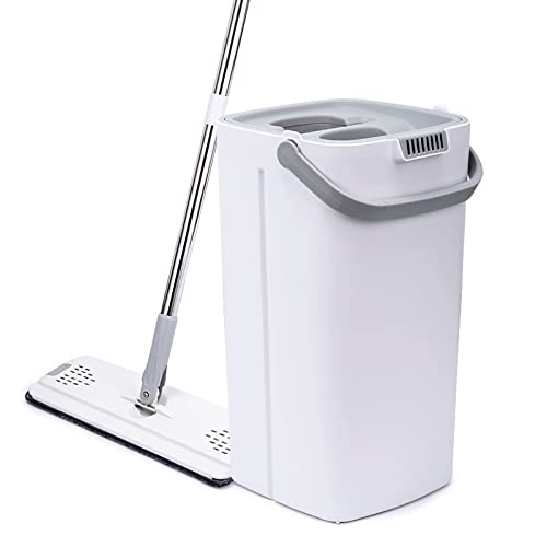 fregona El lavado de manos y la auto-limpieza del sistema de humectación de limpieza en seco de la fregona de tela de cinta con cuchara de microfibra for limpieza de piso herramienta plana fregona mop