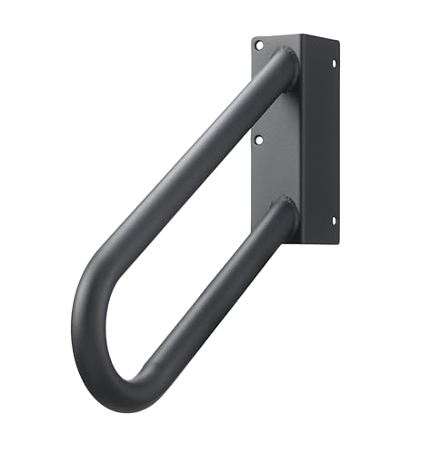 Hold Tight Handrails Steel Jamb-Mount Handrail - Heavy Duty Stair Railing for Decks Porch Mobile Homes Short Stairway - Weatherproof & Non-Slip Powder Coated Finish - [Left Handed] [18] [Black]