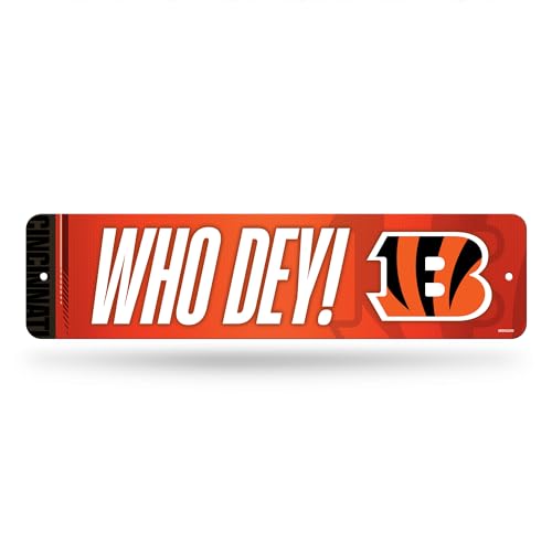 Rico Industries NFL Football Cincinnati Bengals Metal Street Sign 4 x 15 Home Dcor - Bedroom - Office - Man Cave